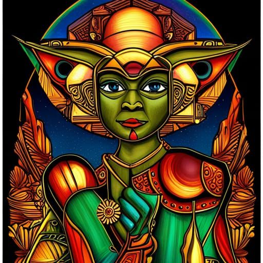 Baby Yoda Pharoah Couture in Art Deco Style