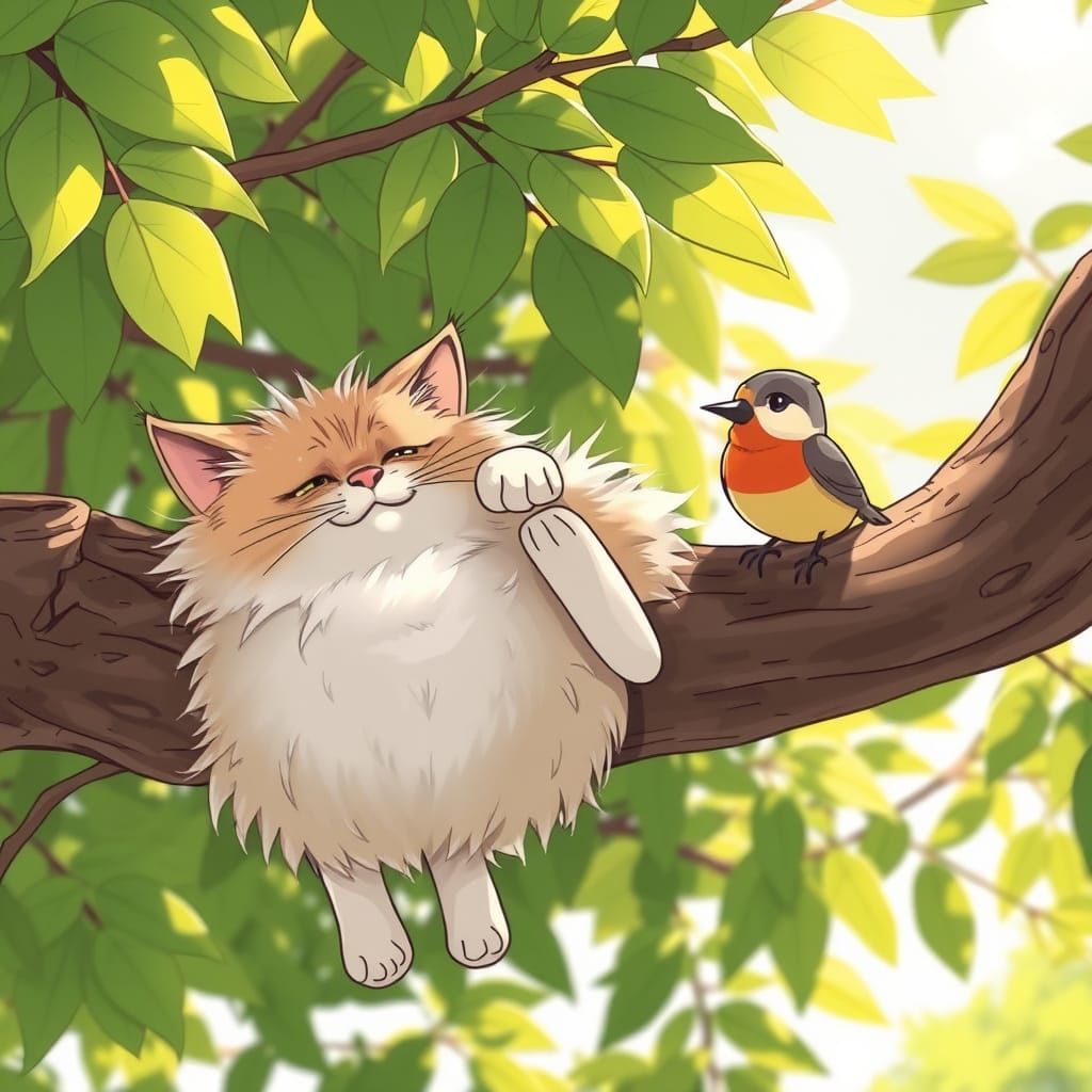 Cartoon Cat Meltdown on a Hot Summer Day