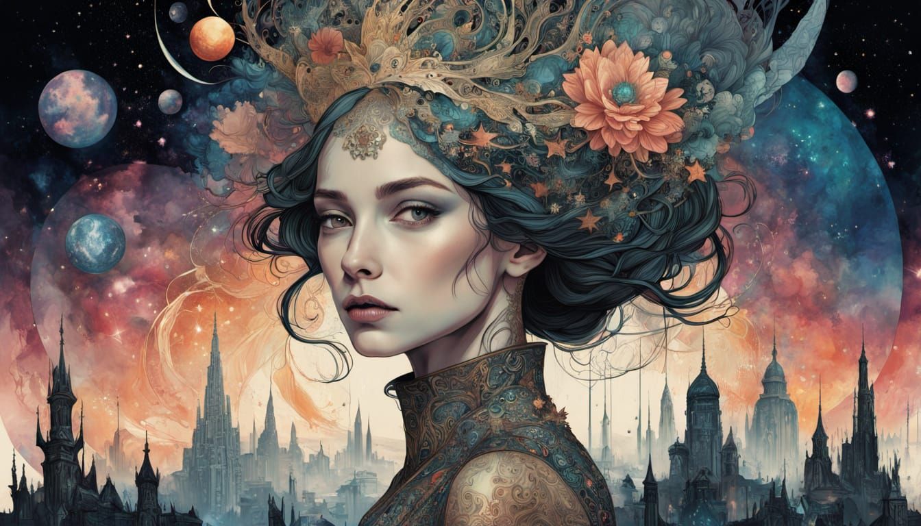 Galaxy Meets Landscape: A Double Exposure Dream