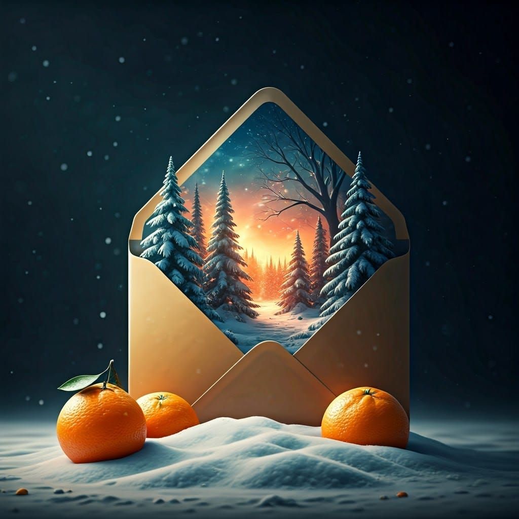 Winter Wonderland Envelope Scene in Hyper-Detailed Photoreal...
