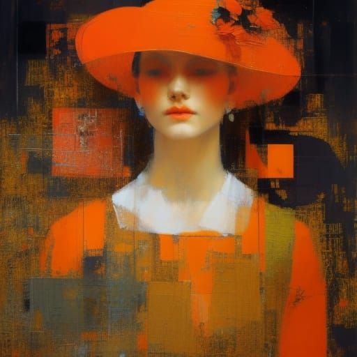 Abstract Portrait in Shades of Orange