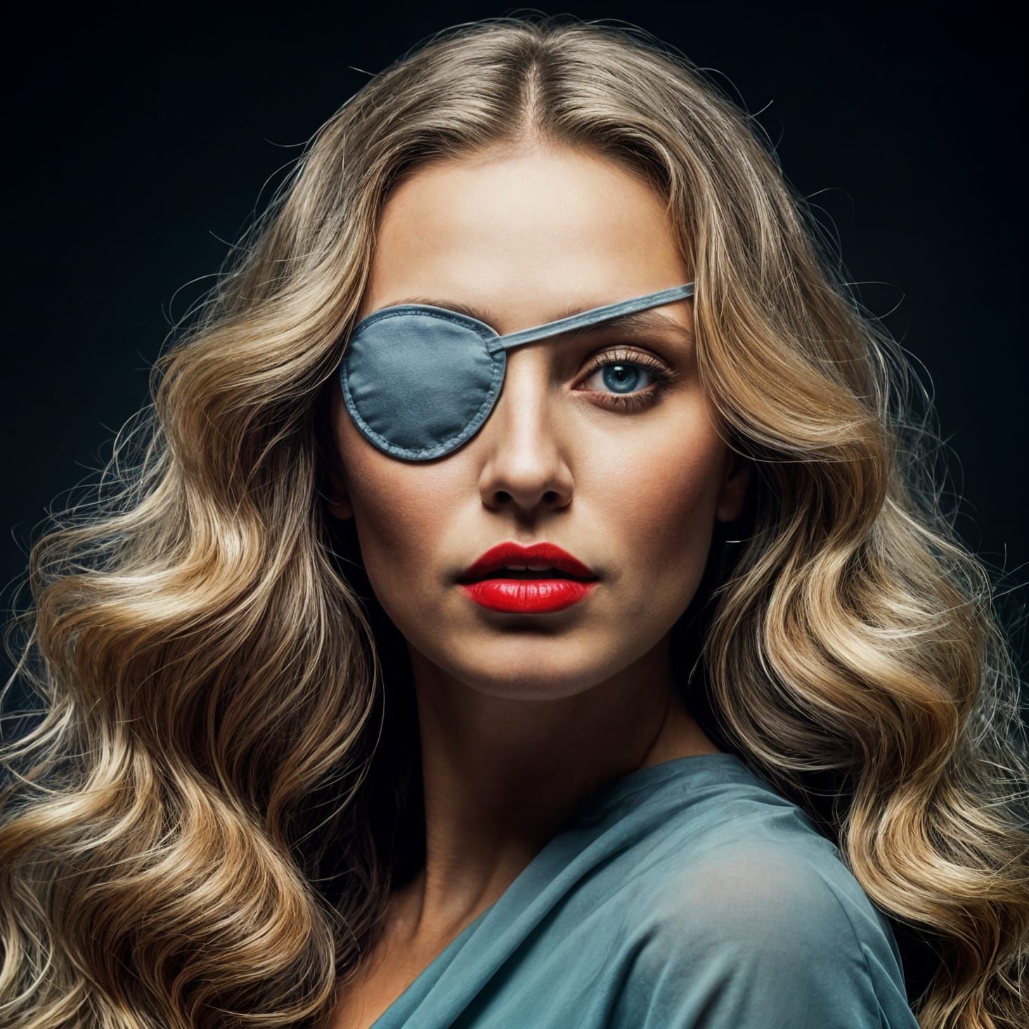 Ethereal Portrait of a Blonde Woman in Shadowy Elegance