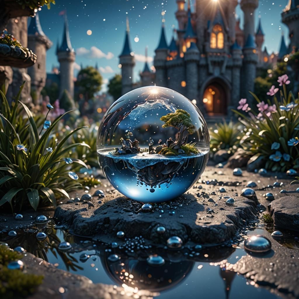 Liquid Silver Orb with Mini Worlds