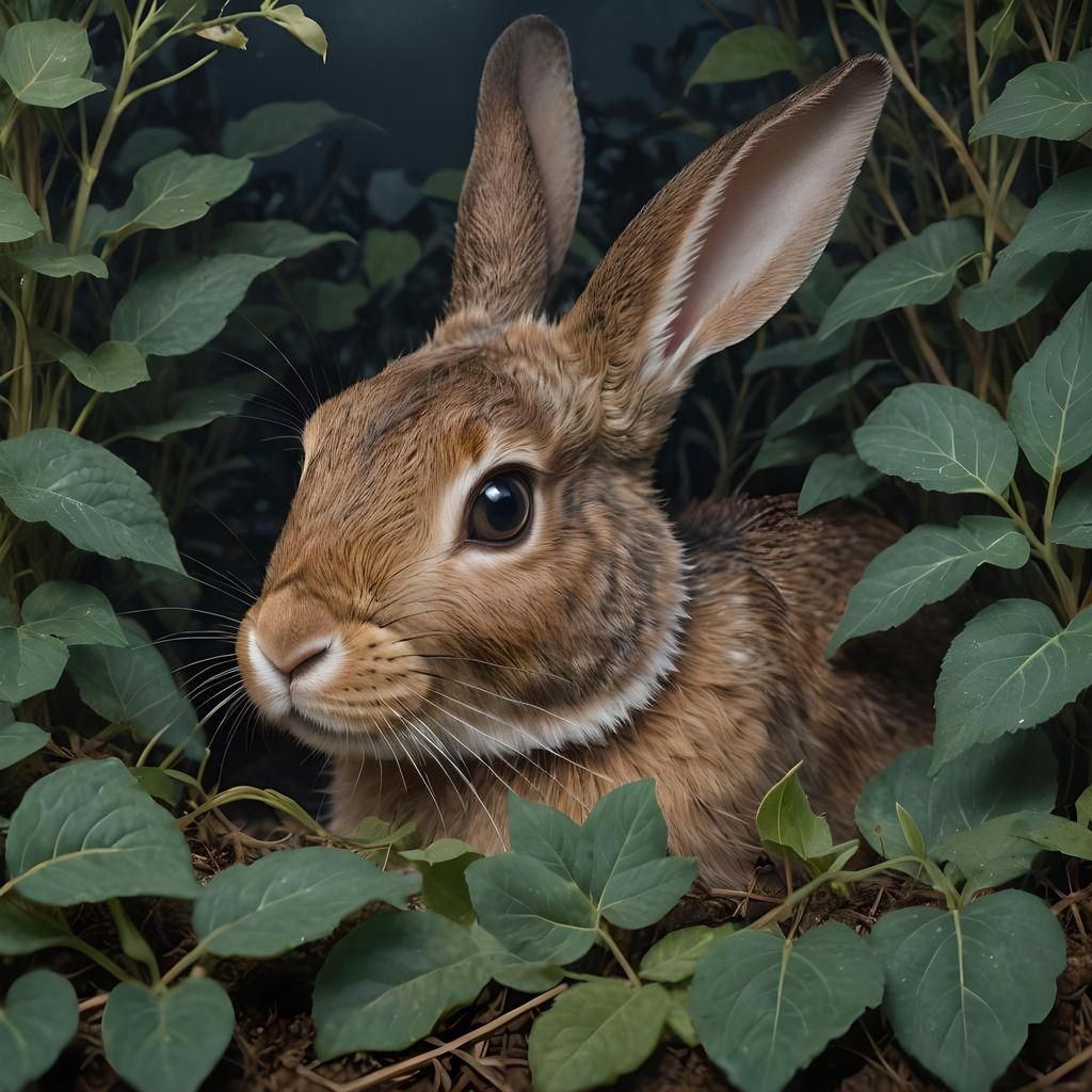 Rabbit Emerges from Burrow: Art Nouveau Style