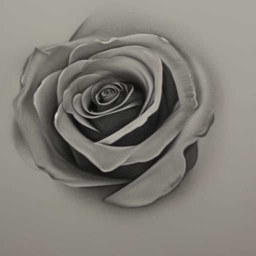 Hyperdetailed Charcoal Drawing of a Silver Rose
