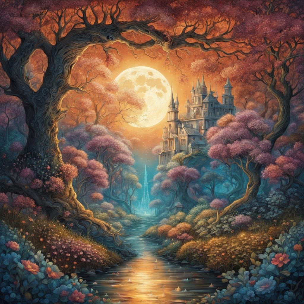 Surreal Mythological Scene in Vibrant Colors