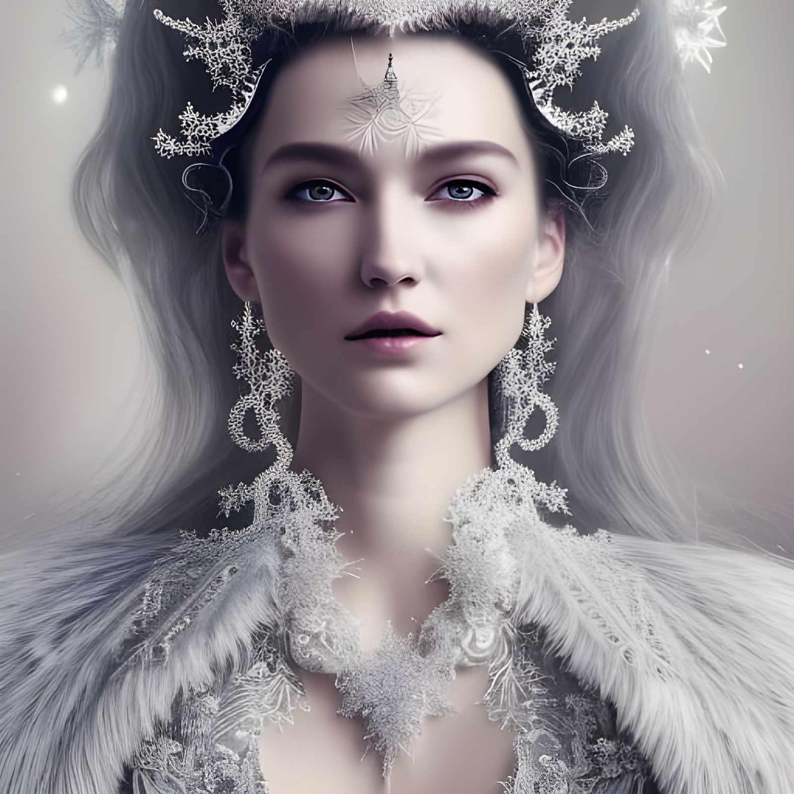 Stunning Snow Queen Portrait in Digital Art Style