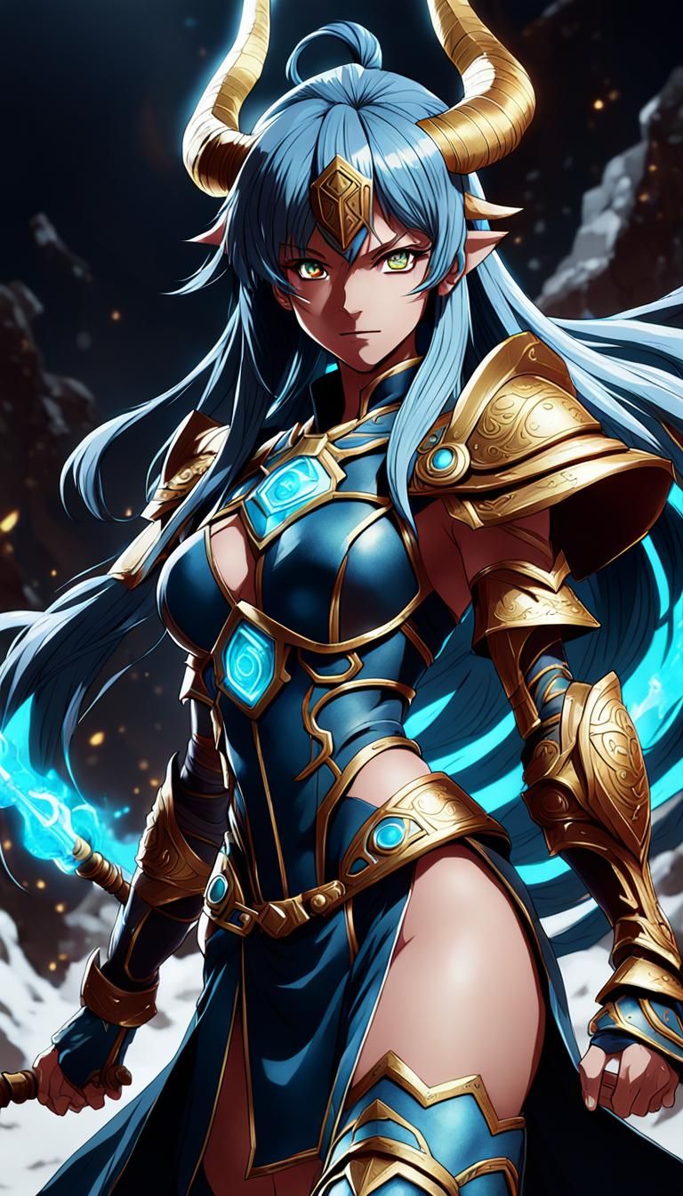 Lady Takius: Ragnarok Mage in Cel-Shaded Anime Style