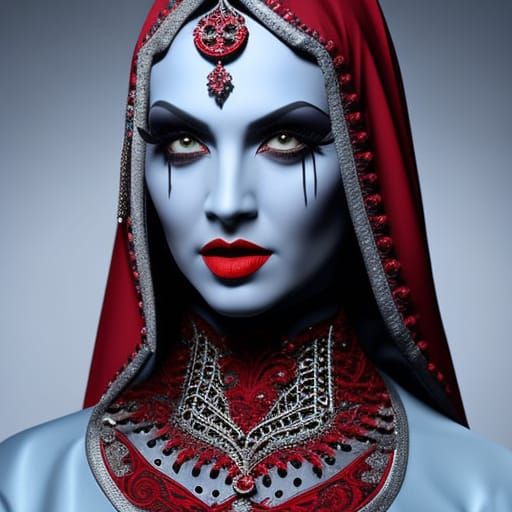 Beautiful Zombie with Red Hood in Dark Fantasy Style