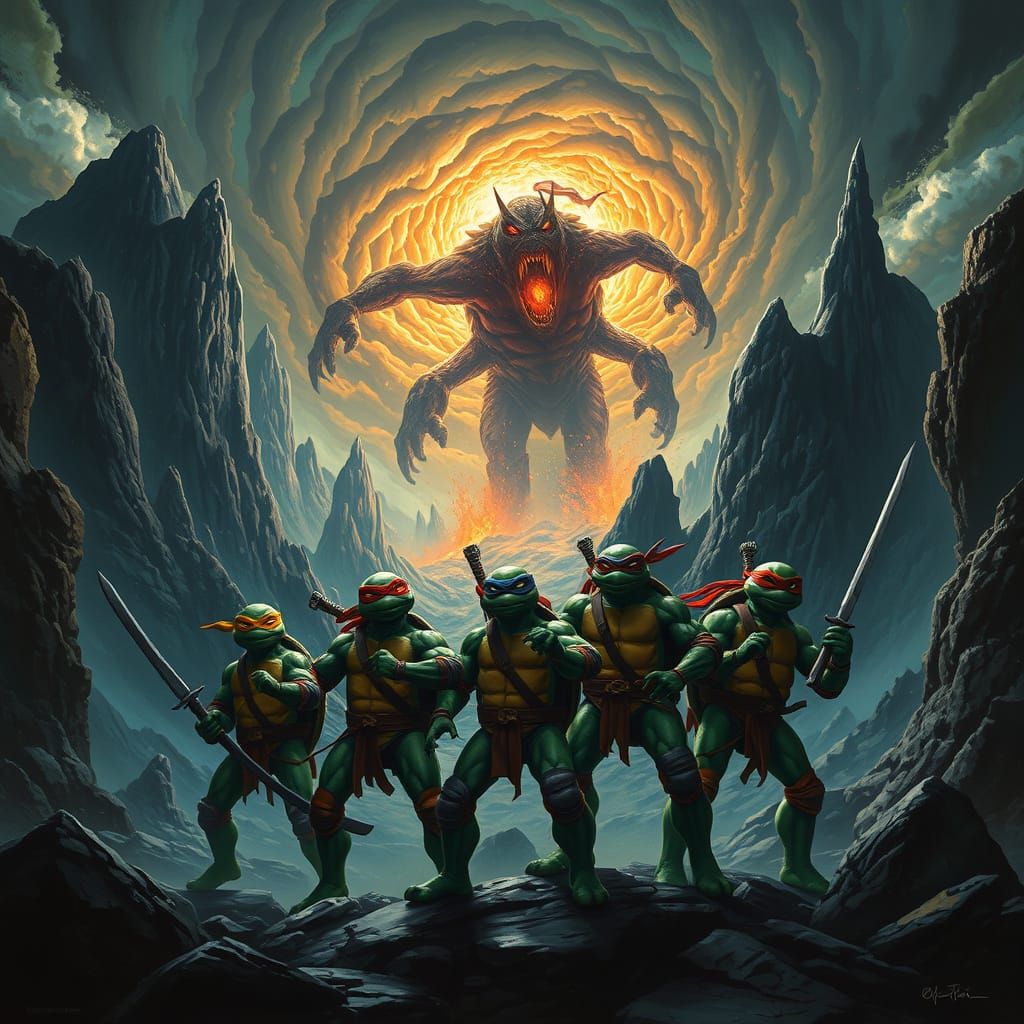 Dark Fantasy Heroes: Ninja Turtles Defy the Apocalypse