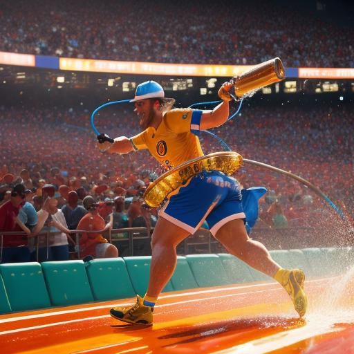 Stadium Beer Vendors in Motion, Golden Hour