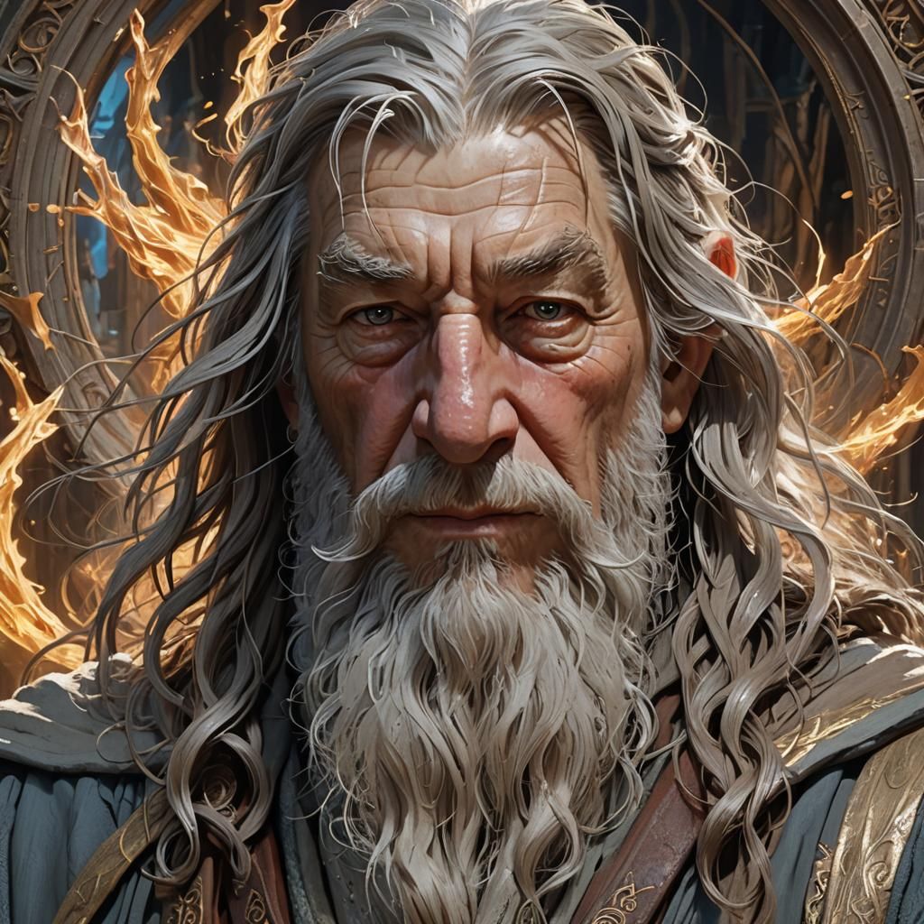 Gandalf Wizard Portrait in Art Nouveau Style