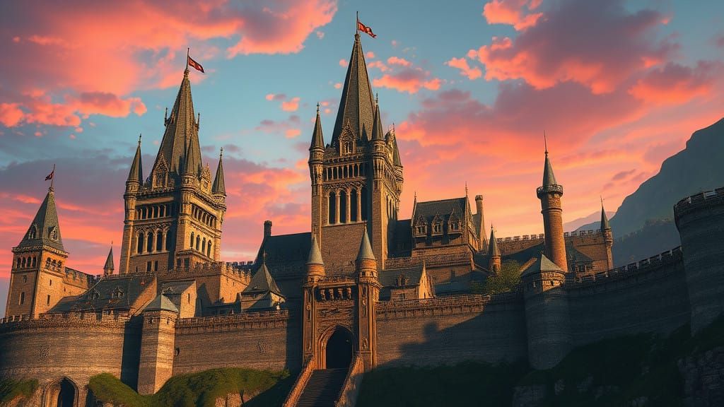 Medieval Capital with Towering Wizard Spires in Classic Fant...