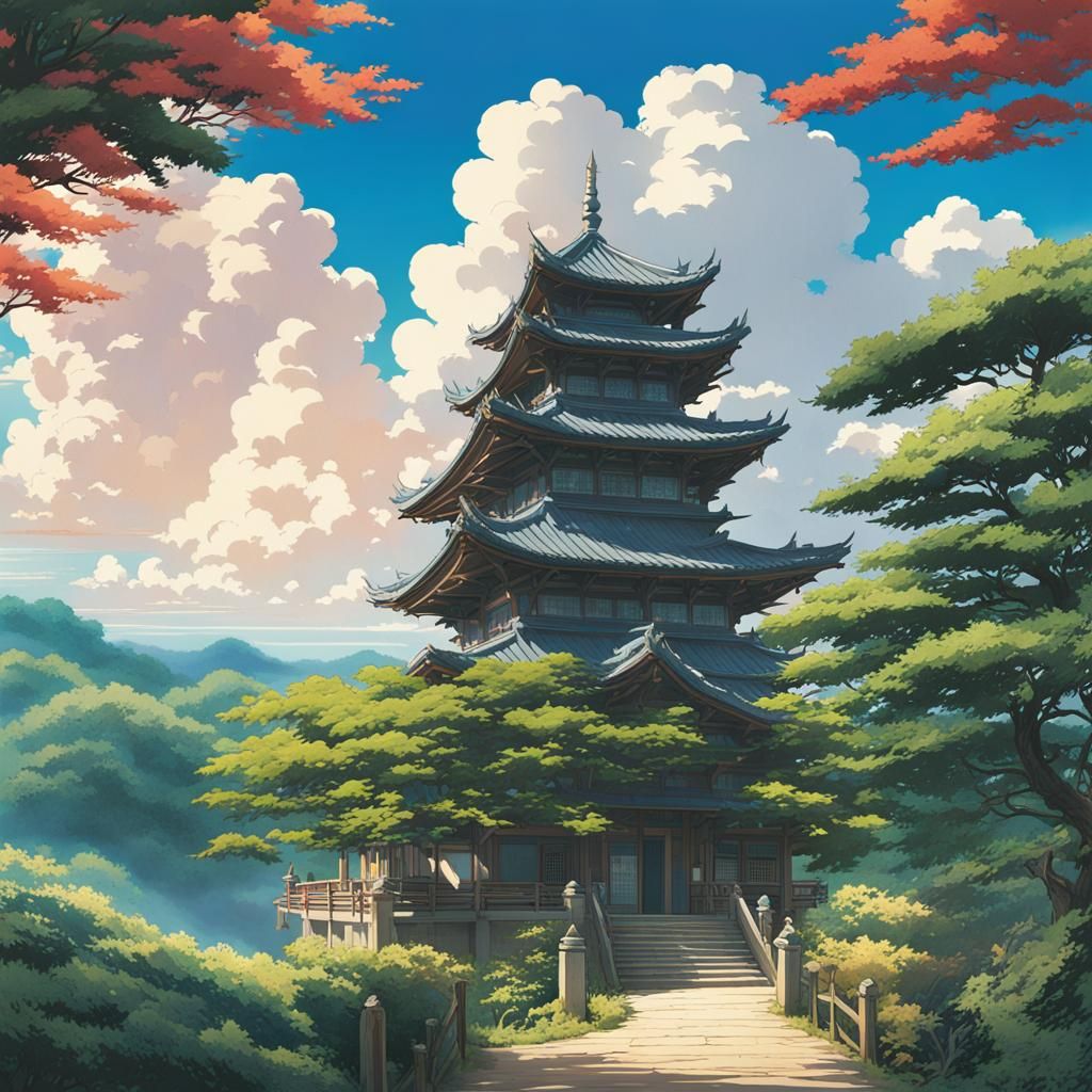Japanese Dragon Soaring: Studio Ghibli Anime Key Visual