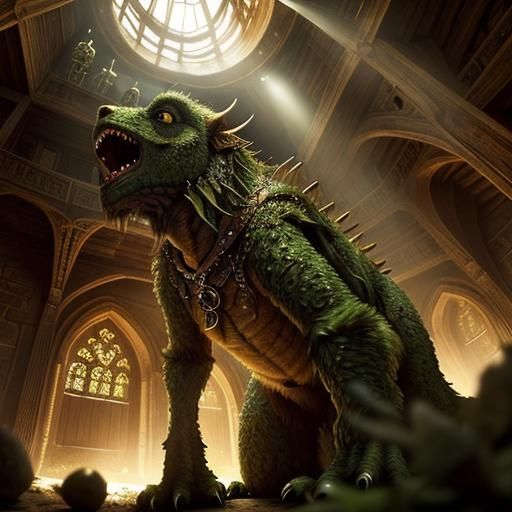 Medieval Alchemist Lair Interior: Detailed Fantasy Scene