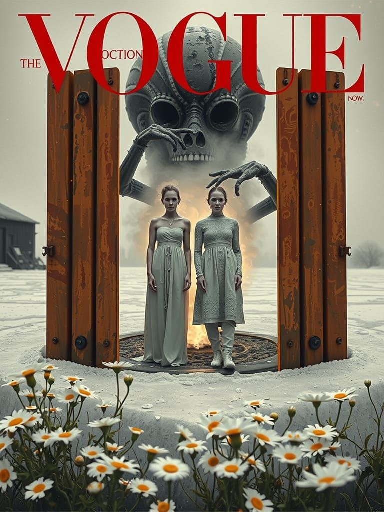 Sisters of Frost and Flame in Surreal Fine Art