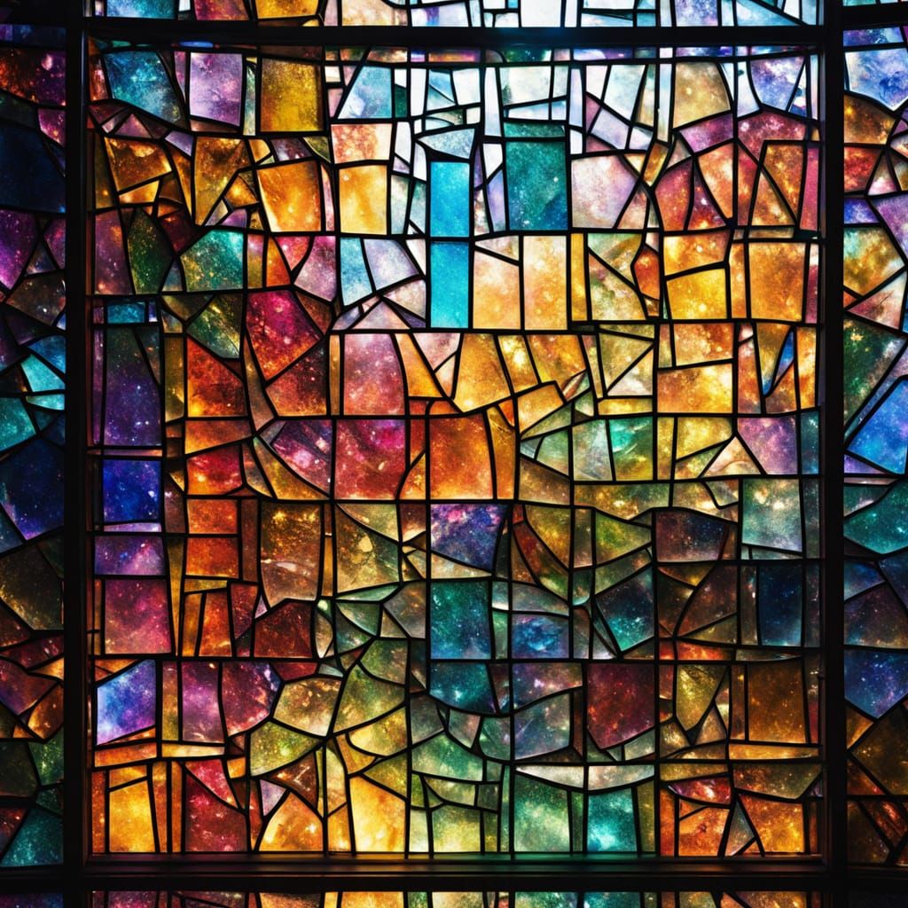 Stylistic Shattered Glass Masterpiece in Iridescent Colors