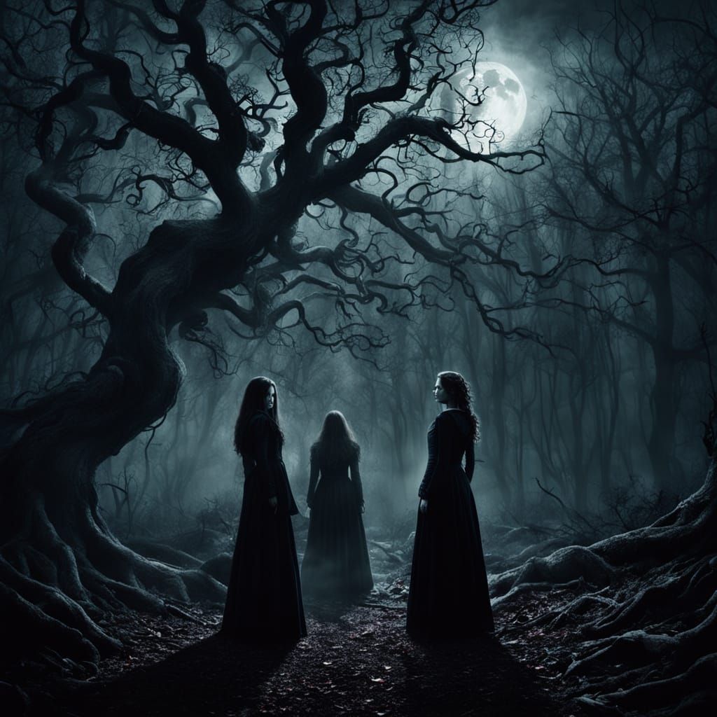 Carmilla and Laura in Haunted Forest: Gothic Horror