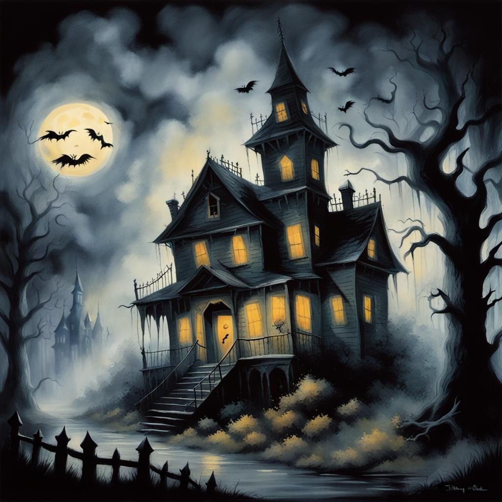 Grimdark Haunted House Illustration