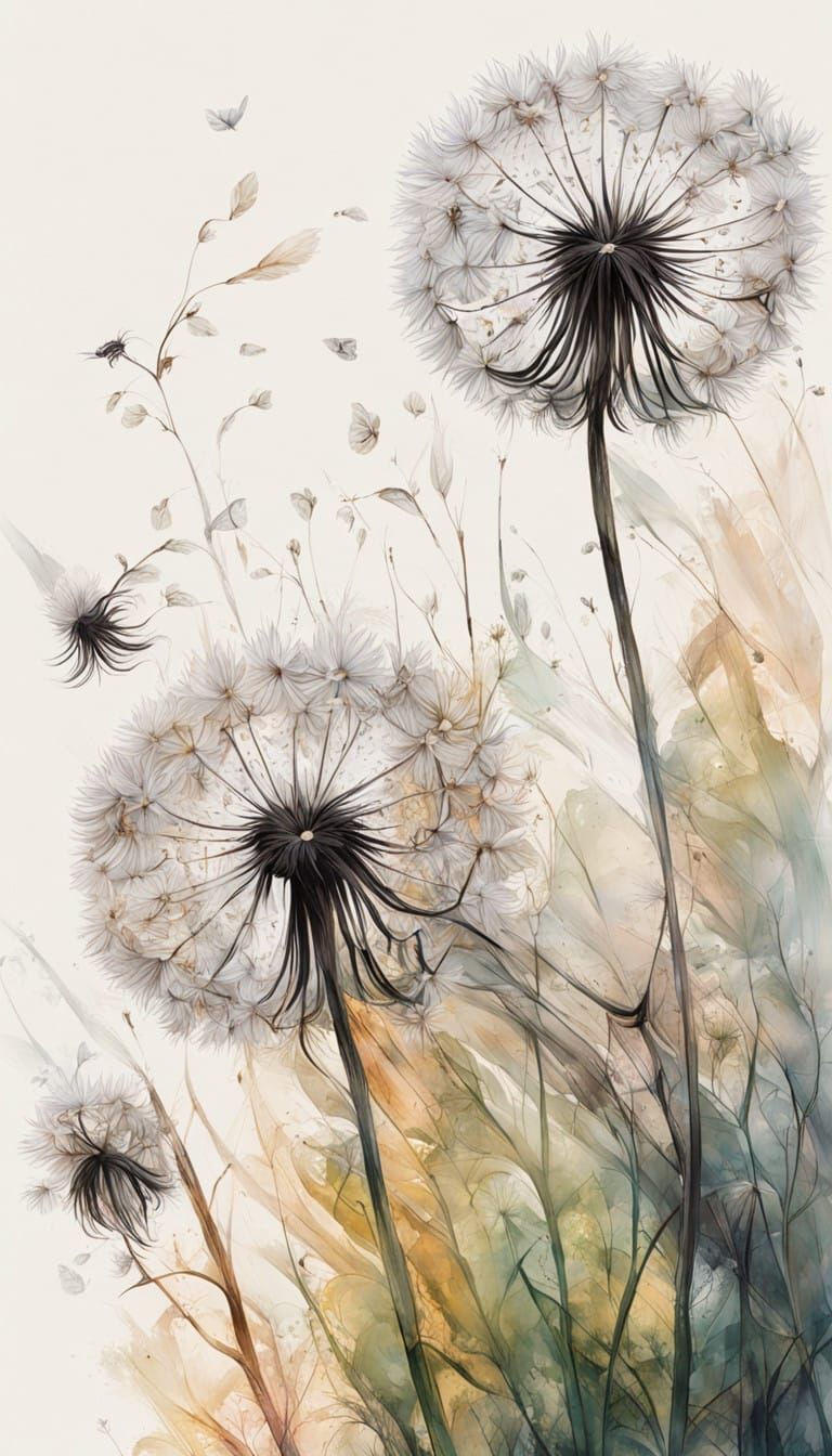 Dainty Dandelion Seeds Dance in Morning Breeze