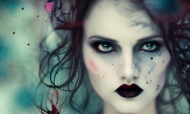 Gothic Woman with Sparks in Pop Surrealism Style