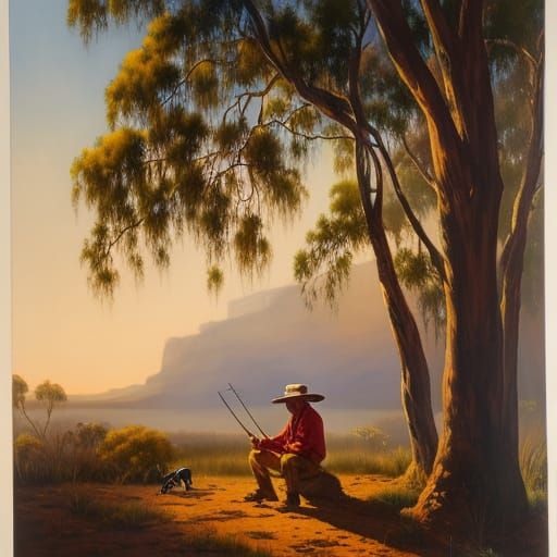 Jolly Swagman Illustration in Watercolor and Ink