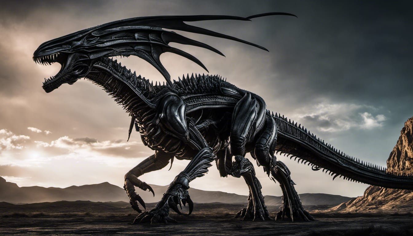 Xenomorph Dragon by H.R. Giger, Cinematic 8K