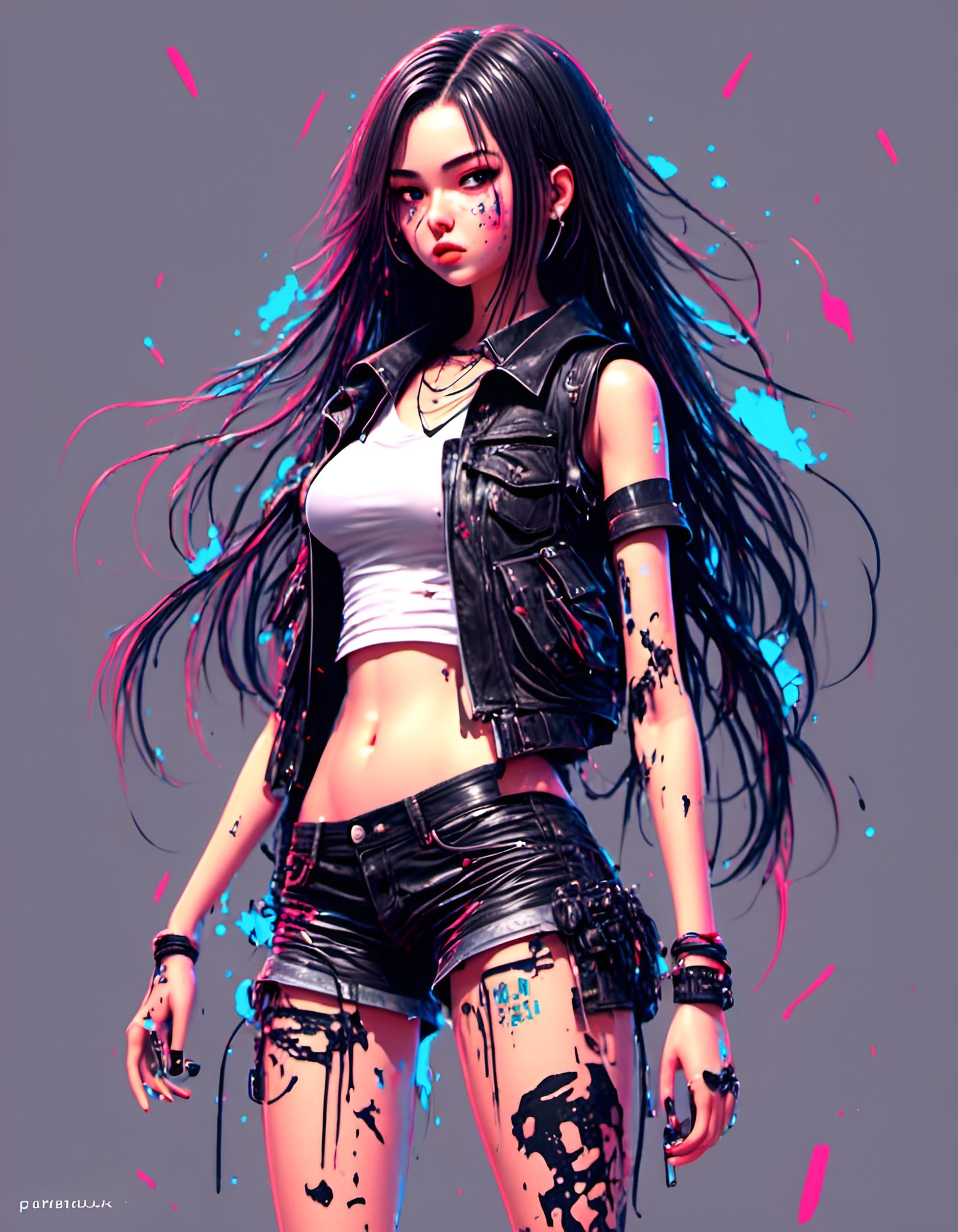 Cool Cyberpunk Girl in 3D