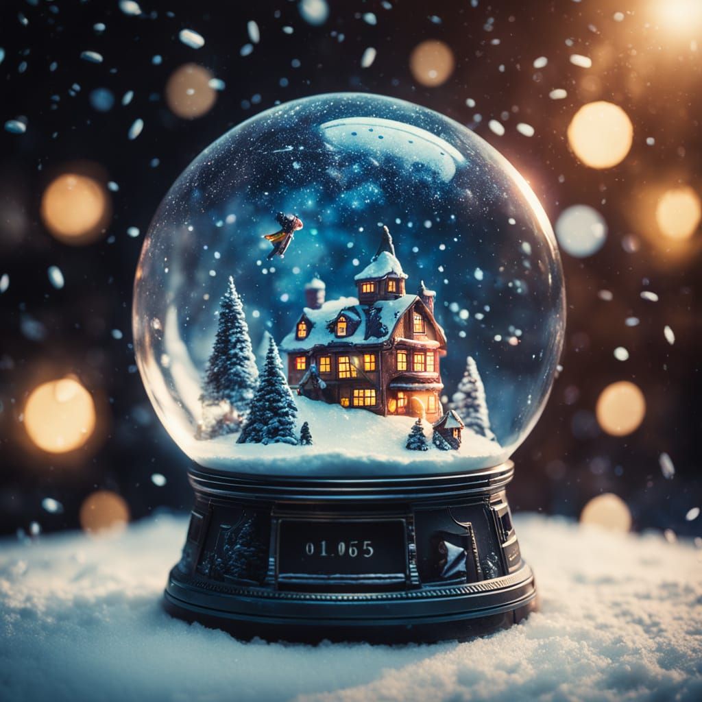 Epic Galaxy Snow Globe Scene