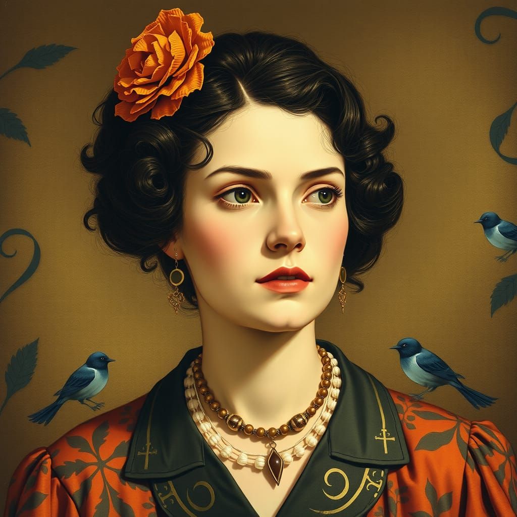 Enchanting Portrait in Golden Age Illustration Style