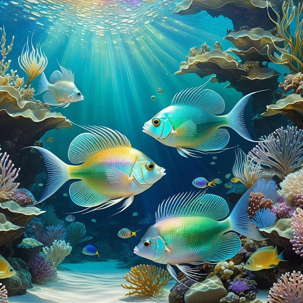 Iridescent Fantasy Fish in Tropical Waters