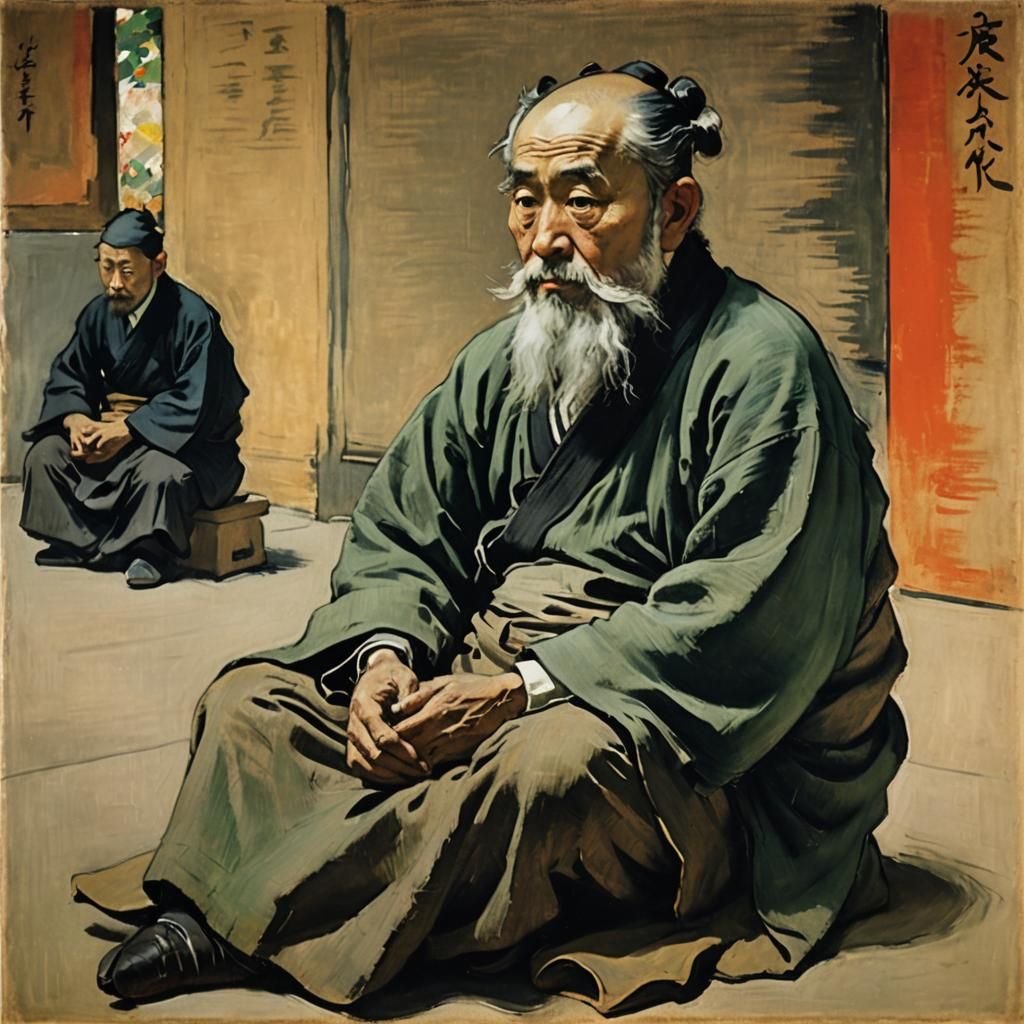 Thoughtful Chinese Philosopher in Impressionist Style
