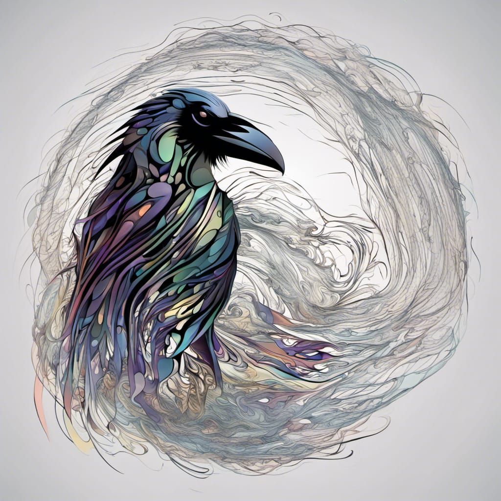 Colorful Raven Creator in Abstract 3D Digital Art