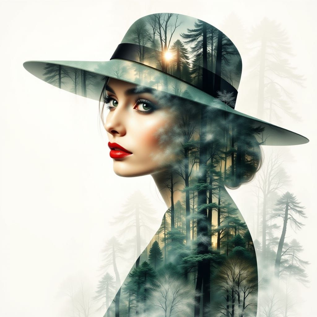 Retro 50s Double Exposure Collage with Elegant Fashion