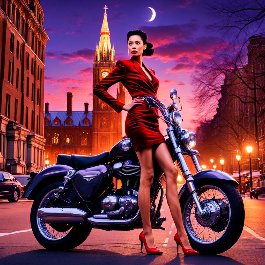Byelorussian Supermodel Rides Motorcycle Through Cambridge