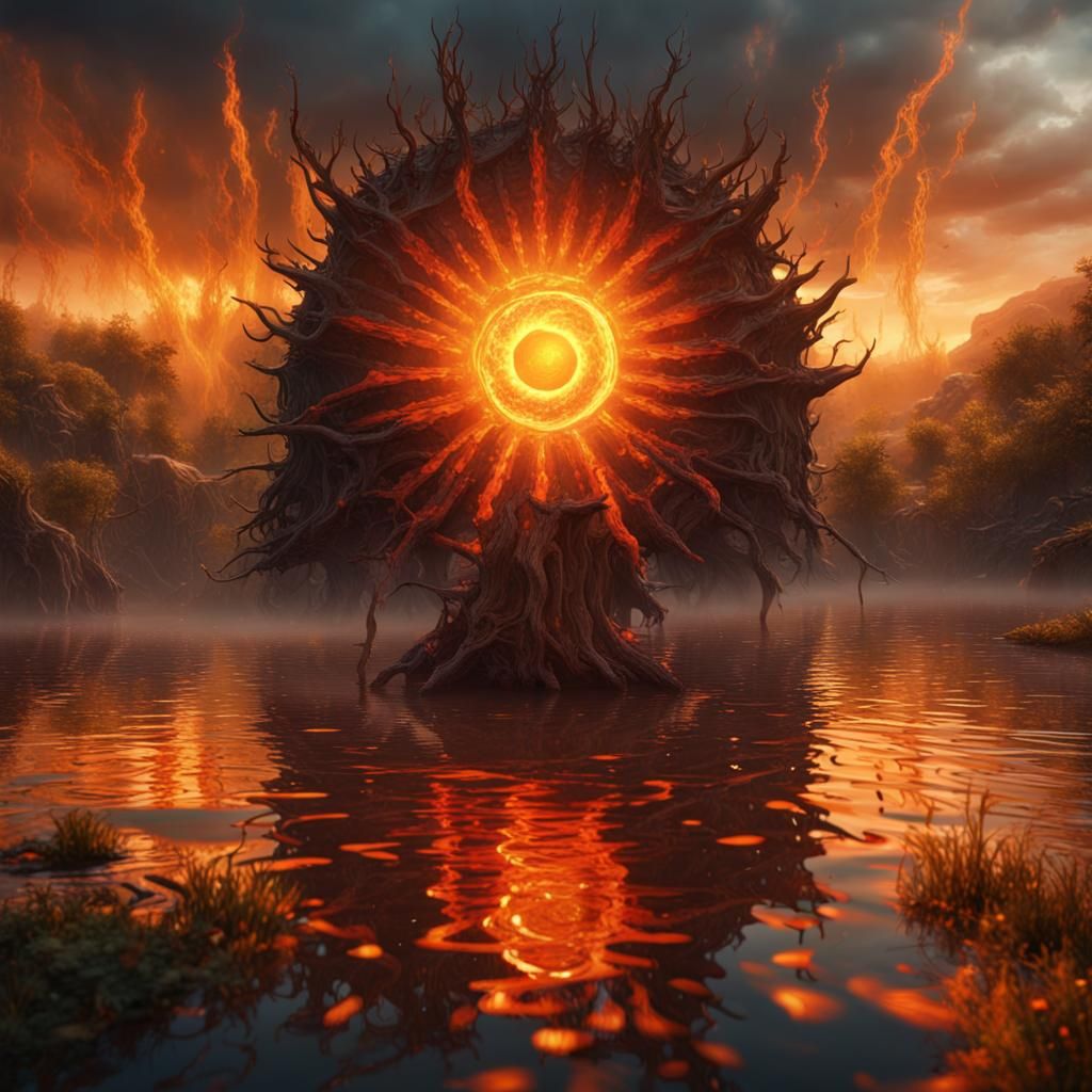 Burning Suns Fall: Detailed Fantasy Concept Art