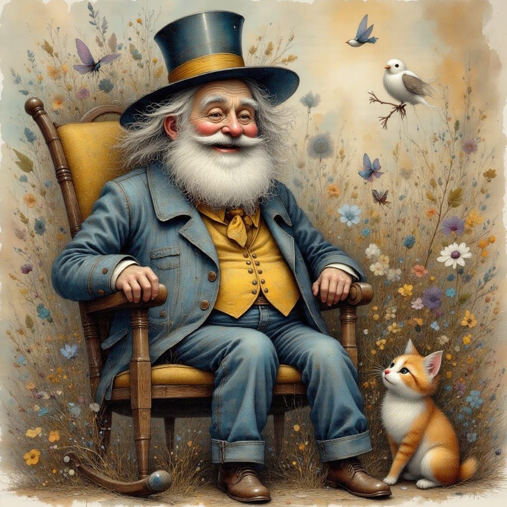 an old man on a rocking chair