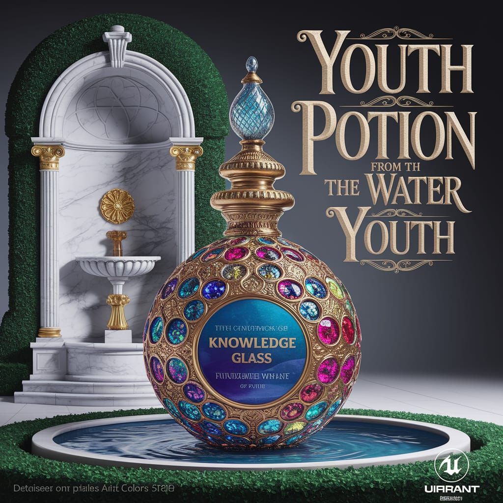 Elegant Stained Glass Bottle of Youth Potion