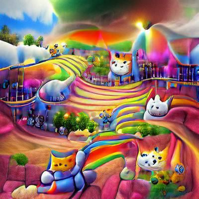 Rainbow Cat Land: A Beautiful Digital Artwork