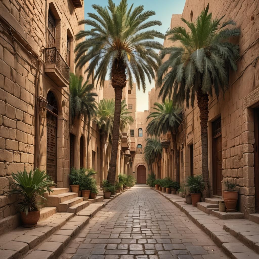 Baghdad Alley: Hyper-Realistic Digital Art in Pastel Colors