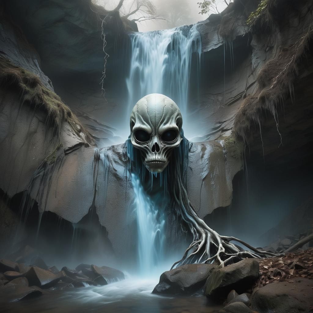 Eerie Alien Landscape Art in Dark Fantasy Style