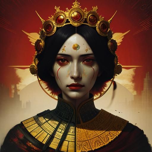 Radiant Sun Queen in Mixed Media Screen Print