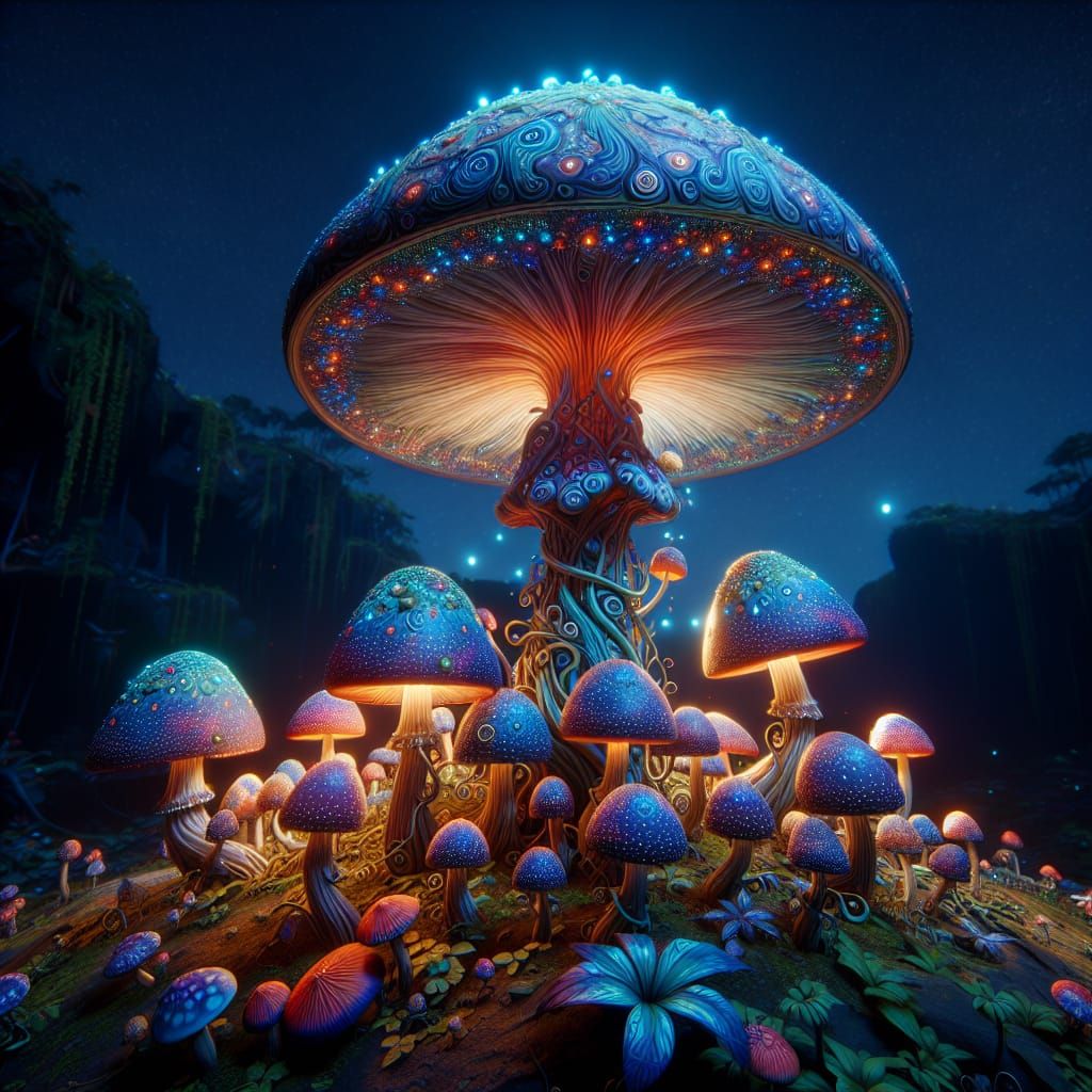Epic Mushroom in 3D Video Game Style