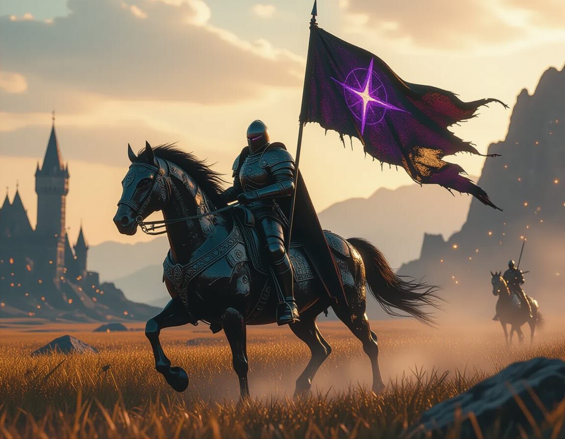 Dark Knight on Demonic Steed with Skin Banner