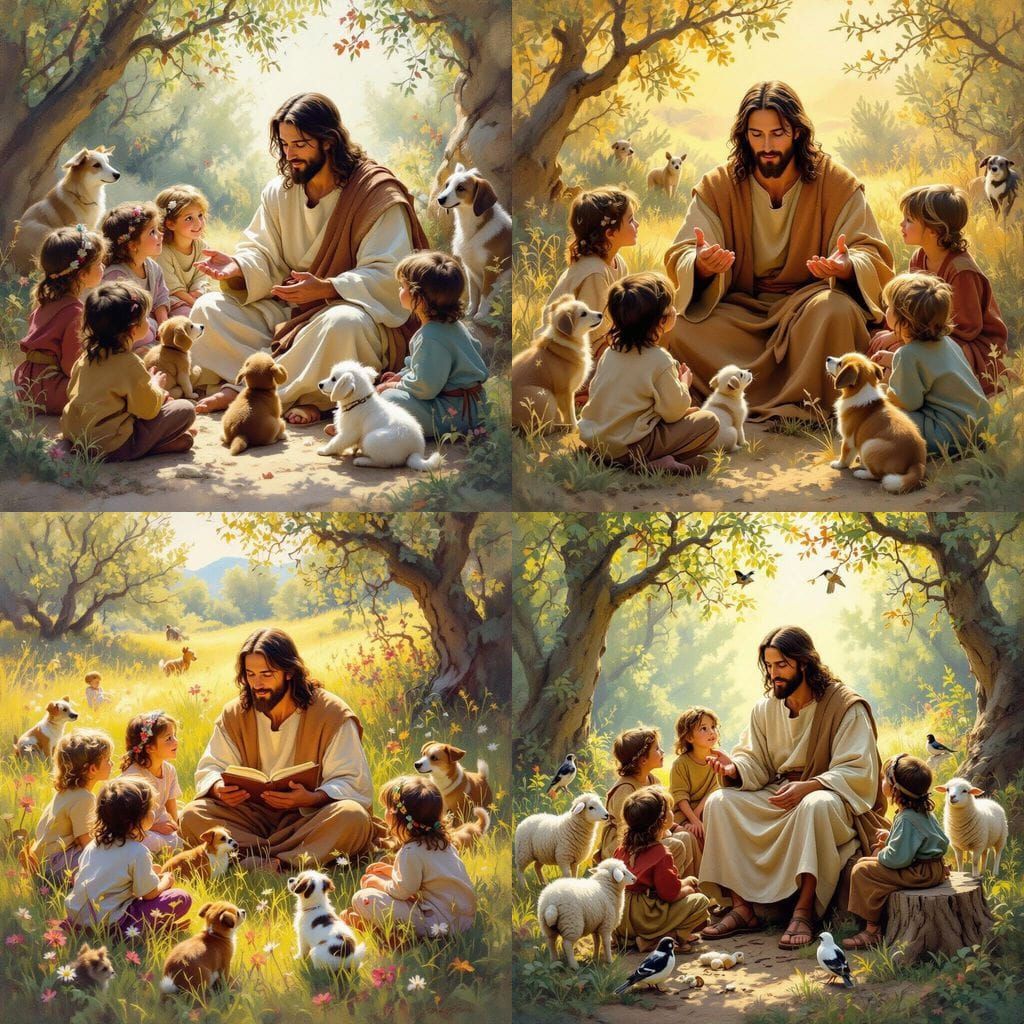 Jesus Telling Stories: An Oil Painting