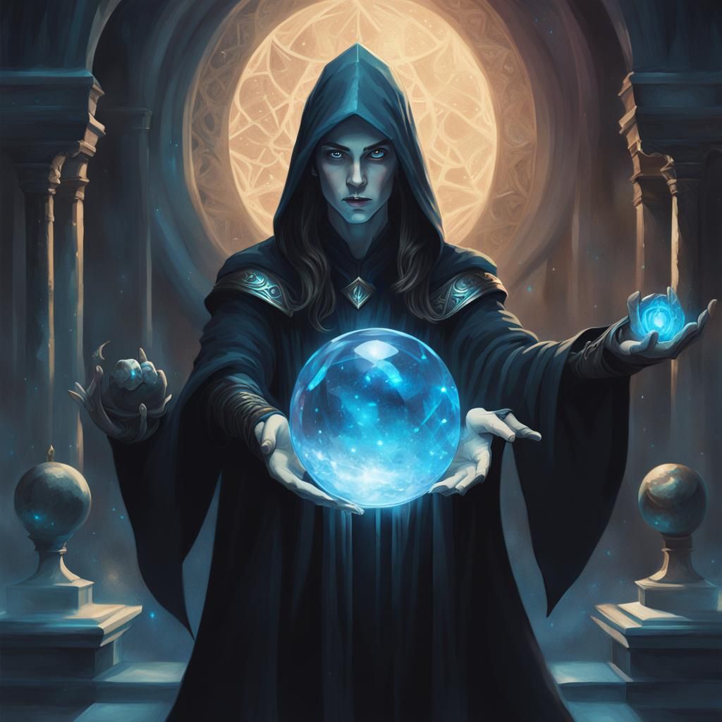 High Elf Wizard Portrait in Dark Fantasy Style