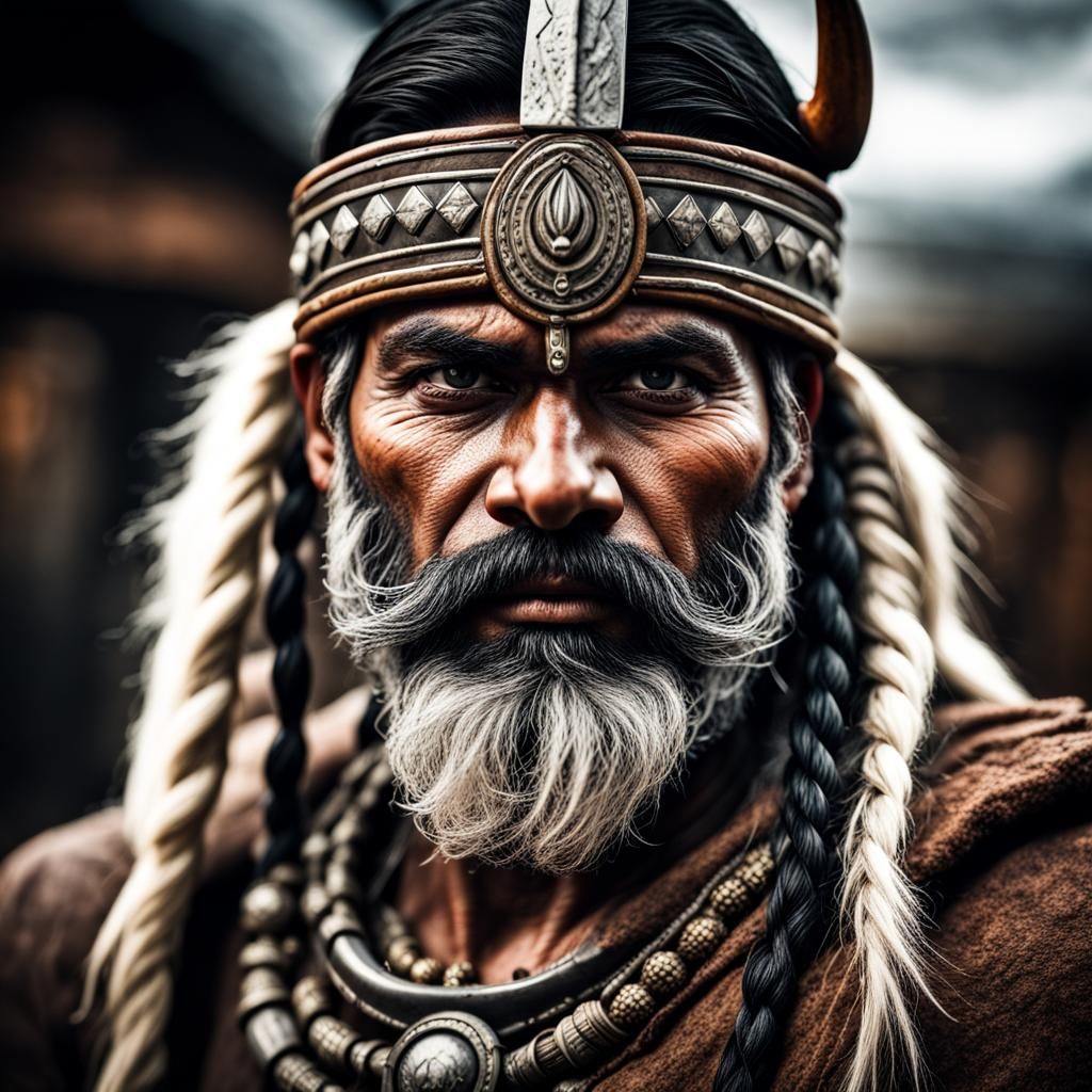 Hyperrealistic Portrait of an Indian Viking Warrior