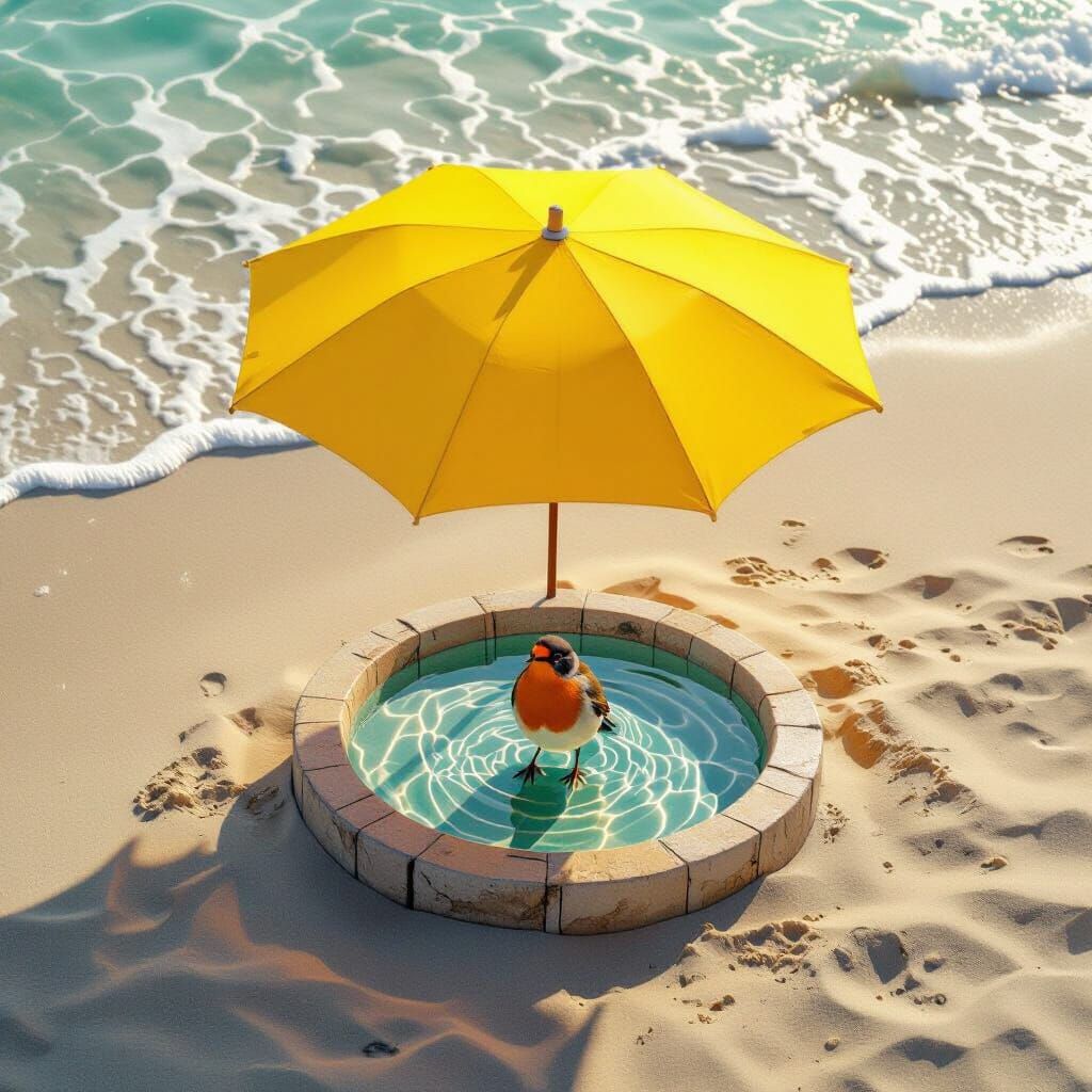 proud robin in the bird bath