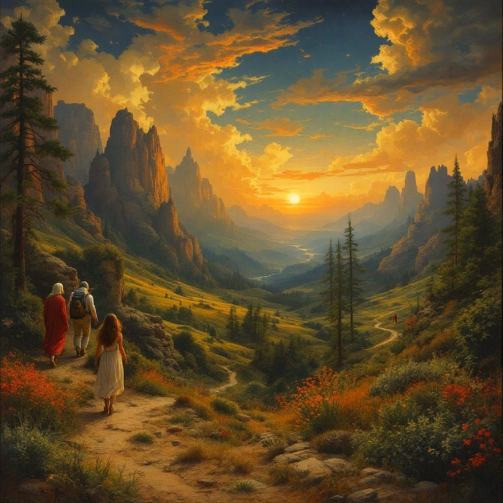 Retro Valley of Death Scene in Botticelli Style