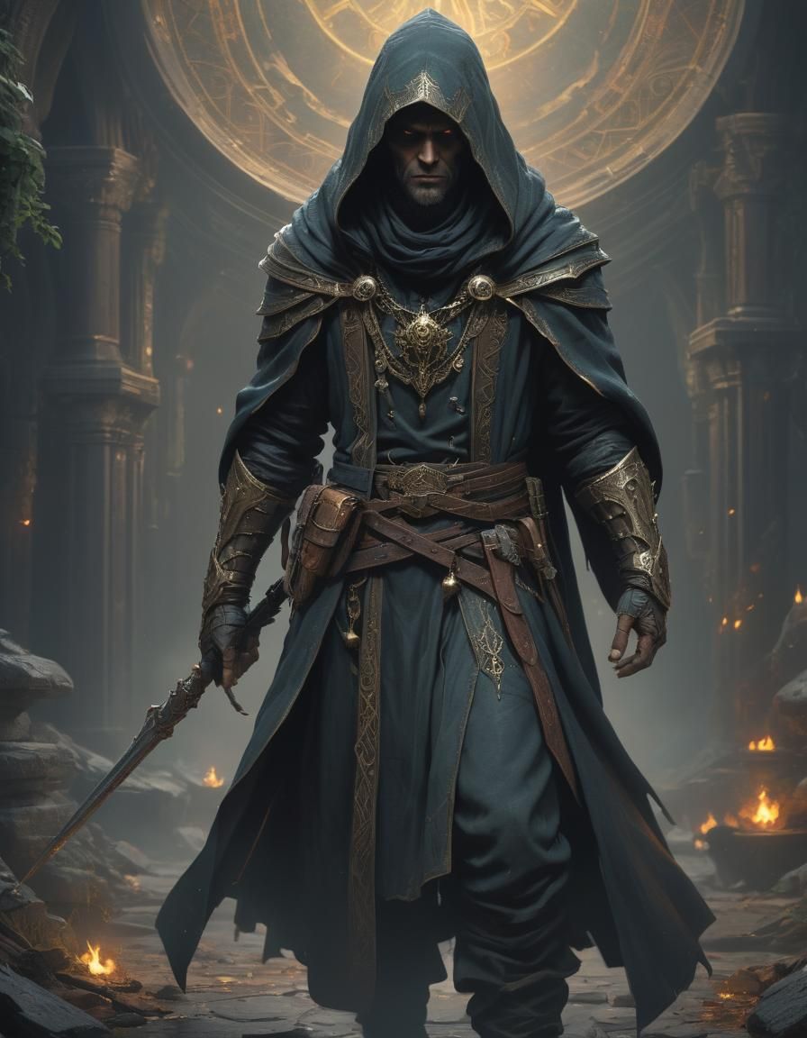 A lonely hooded warlock